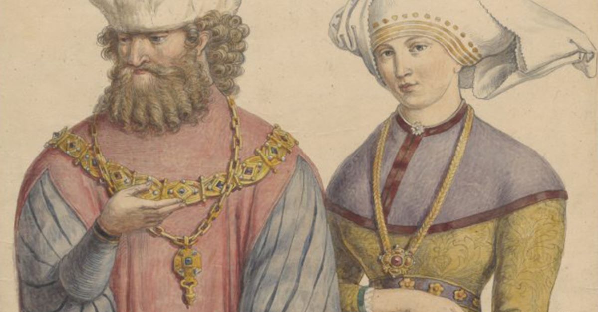 Wilhelm Habsburg i Jadwiga Andegaweńska. Obraz przerysowany przez Aleksandra Lessera