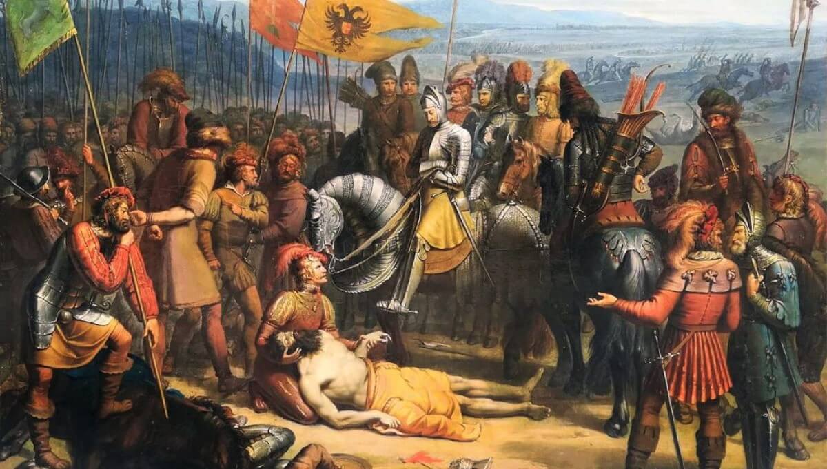 Śmierć Przemysła II Ottokara. Obraz Antona Pettera