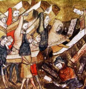 Ofiary czarnej śmierci. Poglądowa ilustracja nieznanego autora