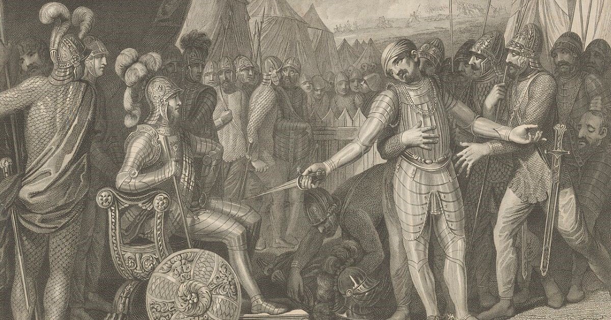 Wichman poddaje się księciu Mieszkowi, grafika według Franciszka Smuglewicza