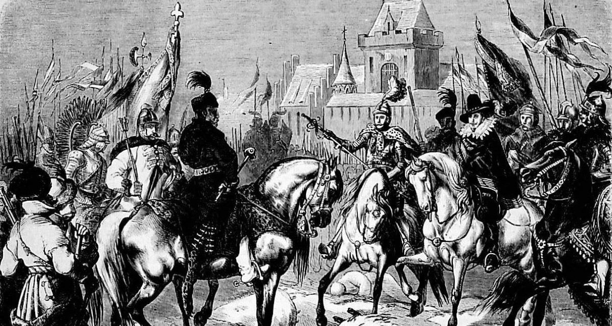 Juliusz Kossak: Poddanie się arcyksięcia Maksymiliana pod Byczyną